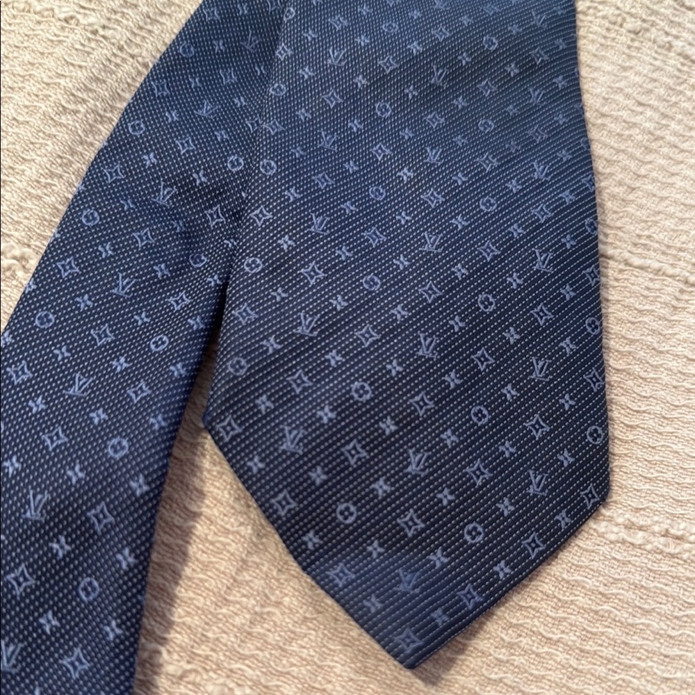 Louis Vuitton Navy Monogram Tie